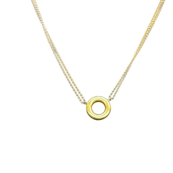 Madewell Gold Circle Pendant on silver tone chain Necklace - Picture 4 of 6